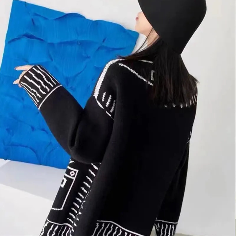 Womens Sweaters Print Graffiti Cardigan Women Long Sleeve Top Y2K Loose Vneck Sweater Autumn Winter Streetwear Knitted Female Cardigans Coat 231013