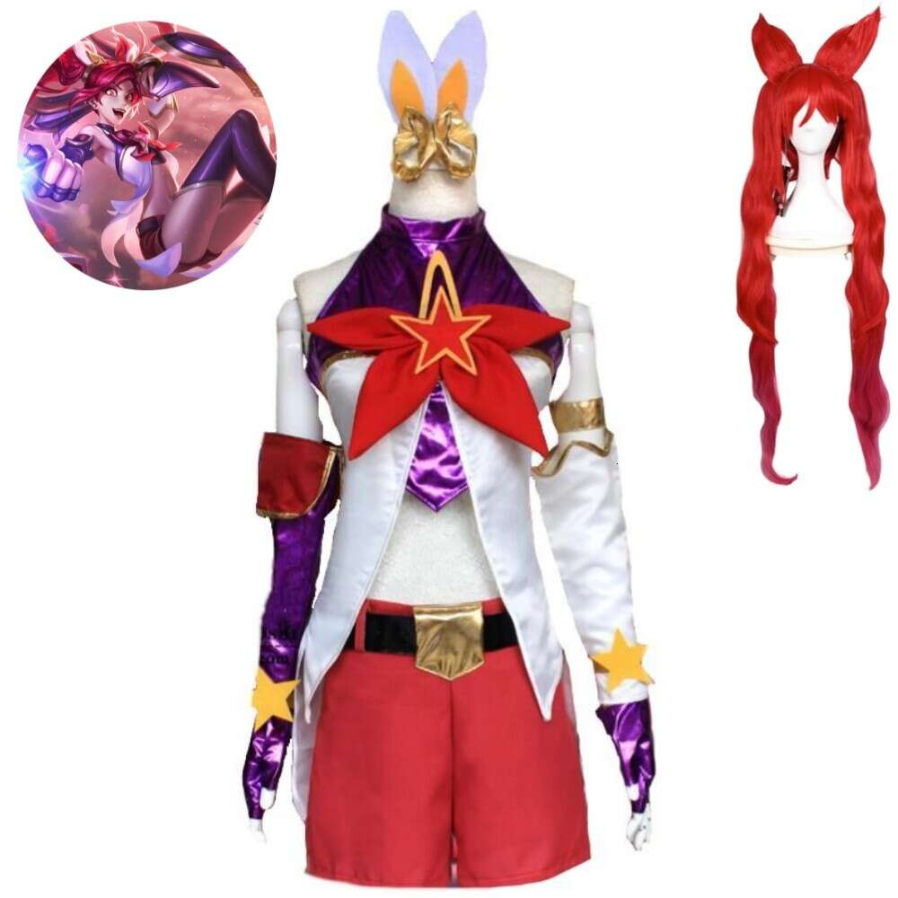 Juego de cosplay LOL Star Guardián Jinx El cañón suelto Cosplay Costume Wig Anime Shorts Top Woman Outfit Sexy Uniform Traje de uniforme