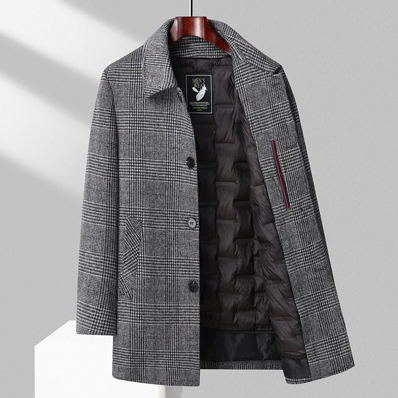 Men's Wool Blends Mantel dasar campuran wol kasmir pria mantel elegan musim dingin 2023 dengan lapisan kapas tebal dan dapat dilepas untuk 231013