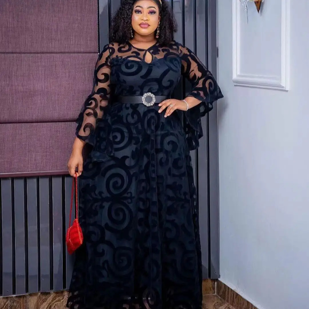 Ethnic Clothing Plus Size African Party Dresses for Women Fashion Dashiki Ankara Wedding Gowns Elegant Turkey Muslim Chiffon Maxi Dress 231013