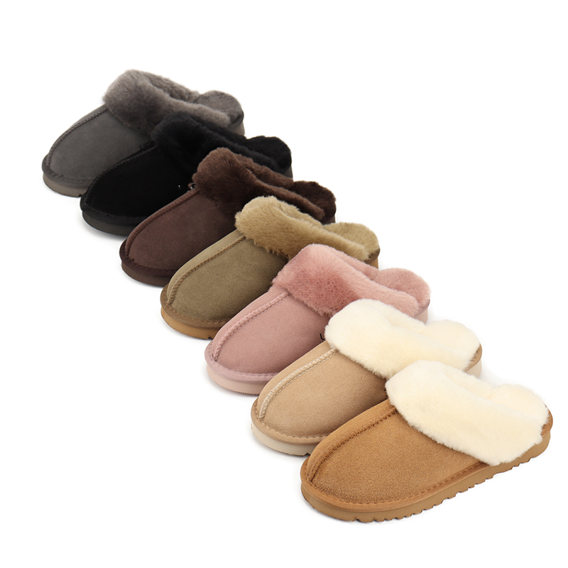 Winter Fluffy Slippers Designer Suede Wool Australia Fur Slides Real Leather Flat Heels Tasman House Slipper Mustard Seed Size 35-43