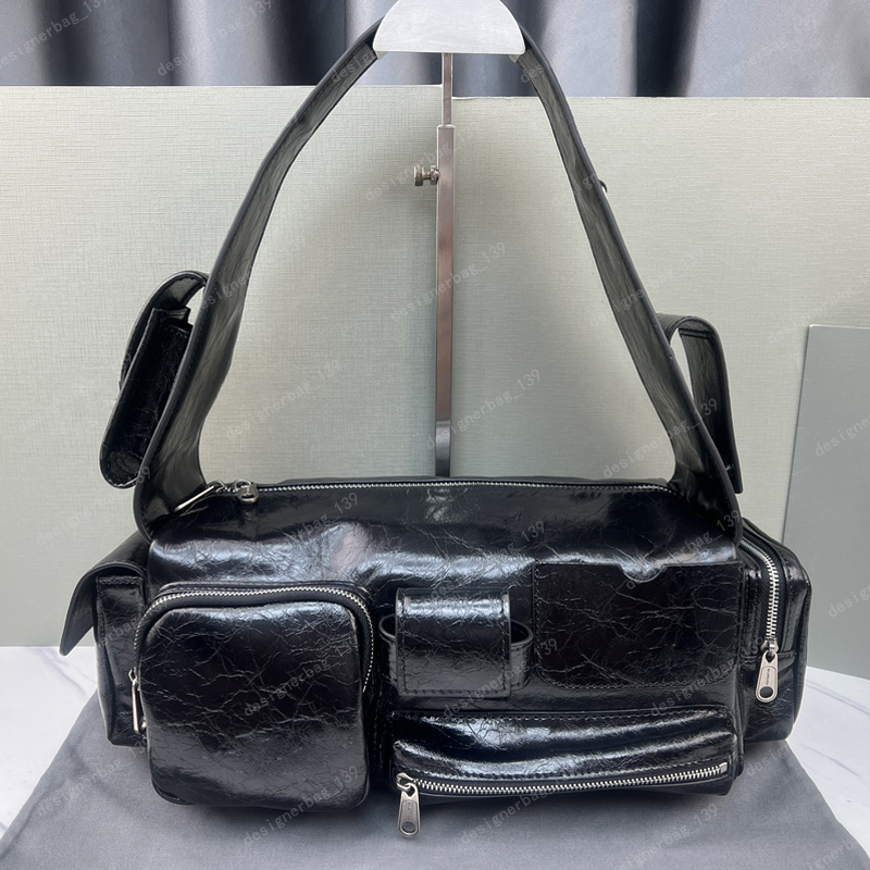 Superbusy motorcycle shoulder bags designer bag black leather handbags vintage unisex pocket crossbody bag