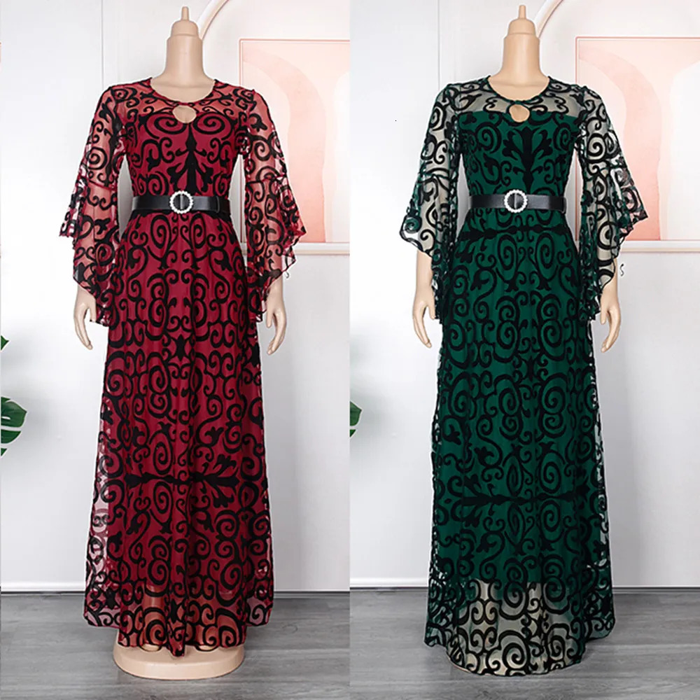 Ethnic Clothing Plus Size African Party Dresses for Women Fashion Dashiki Ankara Wedding Gowns Elegant Turkey Muslim Chiffon Maxi Dress 231013