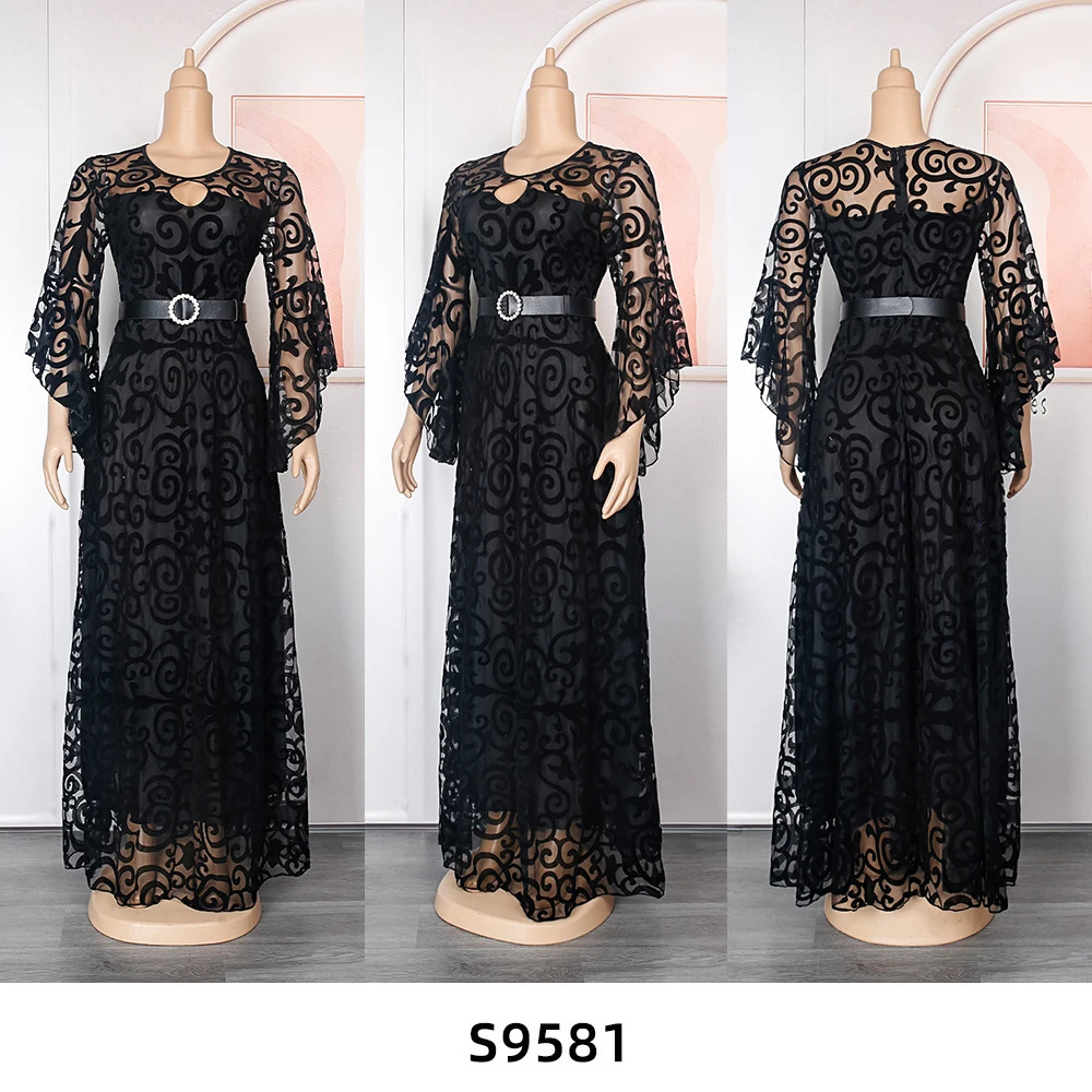 Ethnic Clothing Plus Size African Party Dresses for Women Fashion Dashiki Ankara Wedding Gowns Elegant Turkey Muslim Chiffon Maxi Dress 231013