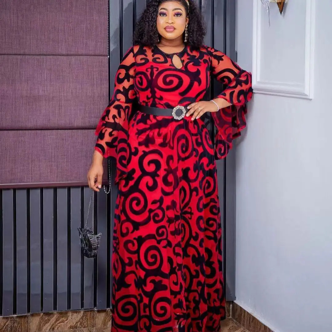 Ethnic Clothing Plus Size African Party Dresses for Women Fashion Dashiki Ankara Wedding Gowns Elegant Turkey Muslim Chiffon Maxi Dress 231013
