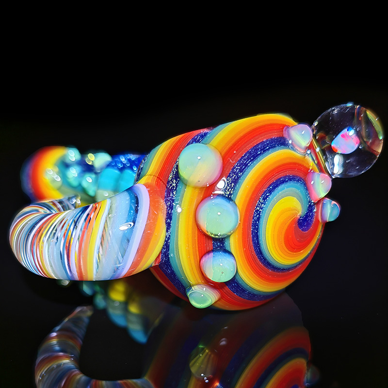 handcrafted glass smoking pipe Unique Design Classic Tobacco Pipes Smoking Accessories Glass Hand Pipe Colorful Strips Spoon Pipes glass beads swirls