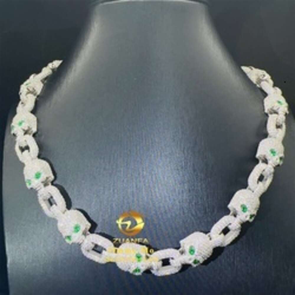 Necklace Moissanite chain New Design Pass Diamond Tester 925 Sterling Silver White Gold Plated Vvs1 Moissanite Cuban Link Chain Skull Necklace
