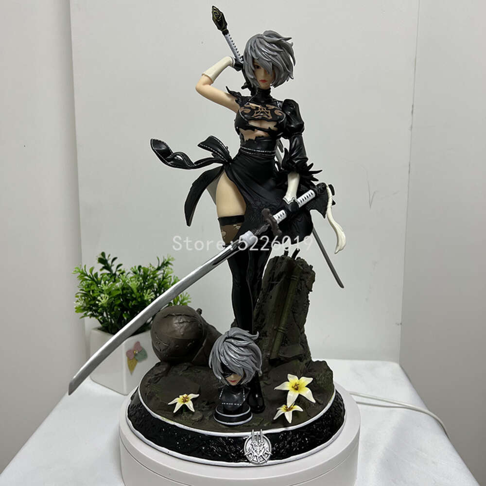 Finger Toys 33cm Nier Automata Anime Figure Yorha No.2 Type B Action Figure Automata Hunter 2b Two Head 2b Yorha Figurine Model Doll Gift