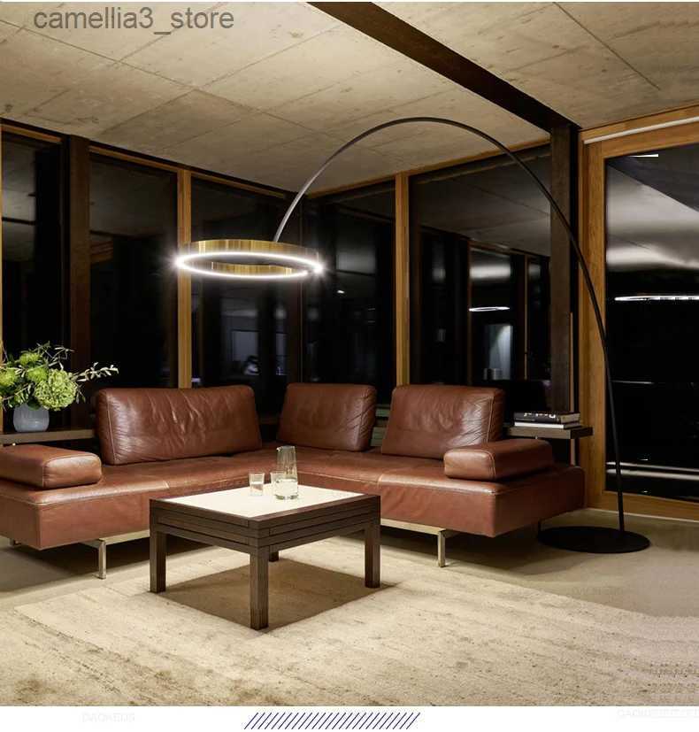 Lamps Floor Modern minimalist ring vertical light living study model room club fishing floor lamp Q231016