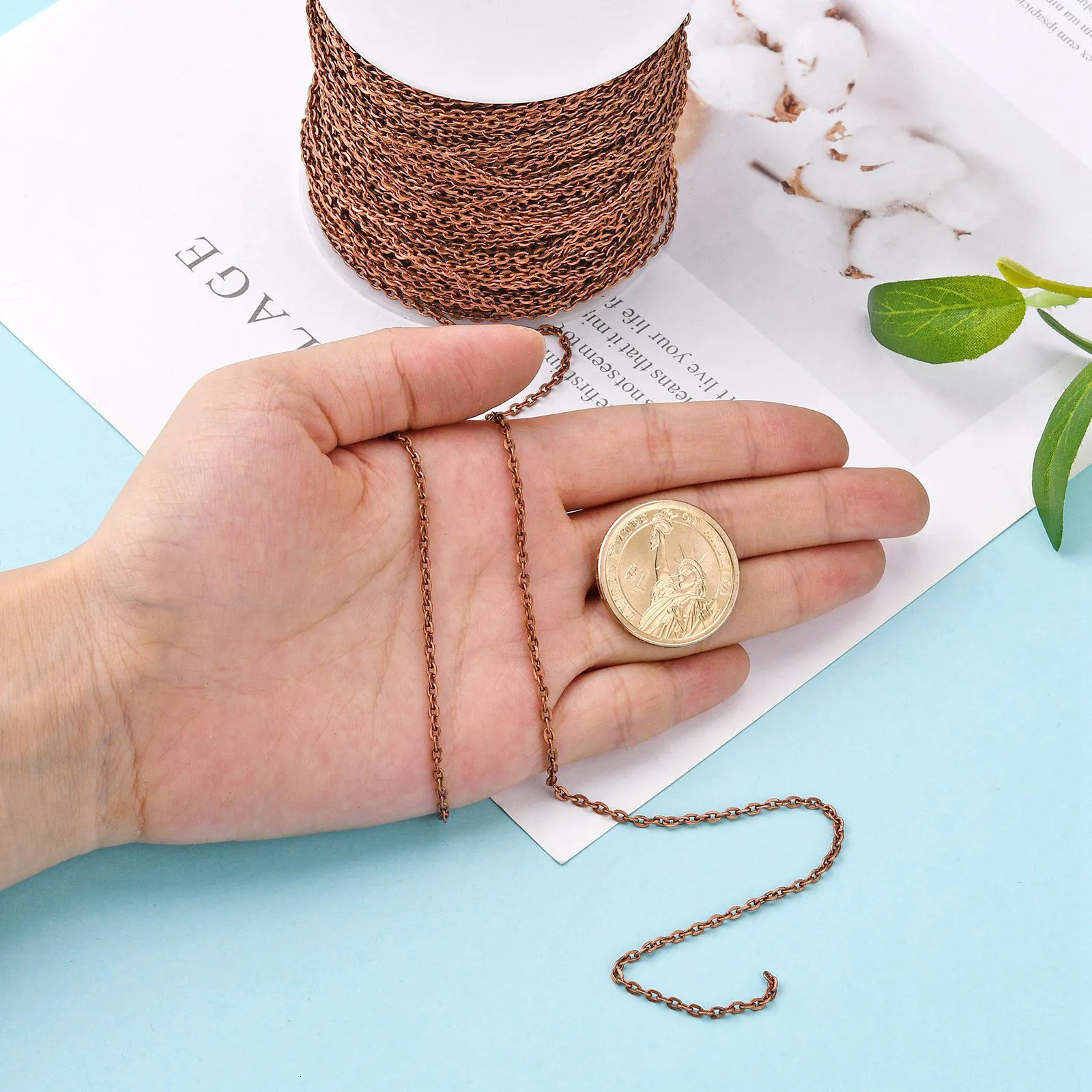 Hair Clips Barrettes Pandahall 100mRoll m 4mm Iron Cable Chains Link Chain Cross Unwelded for Jewelry Making DIY Bracelet Necklace Flat Oval 231016