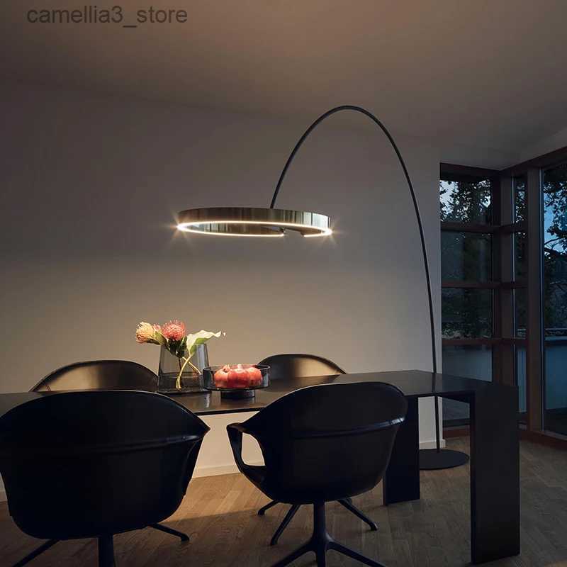 Lamps Floor Modern minimalist ring vertical light living study model room club fishing floor lamp Q231016