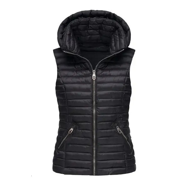 Women's Vests Womens Winter Thick Slim Vest Hooded Puffer Jackets Sleeveless Waistcoat Top Warm Coat 231016