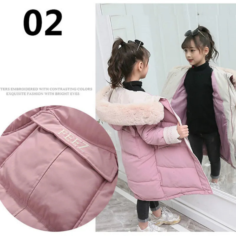 Down Coat Children Winter Cotton Jacket Fashion Girl Clothing Kids Clothes Thick Parka Fur Hooded Snowsuit Outerwear 231016