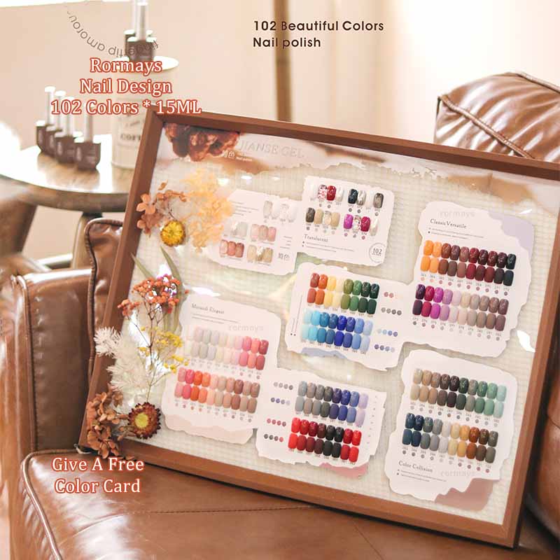 Rormays Autumn Winter 102 Color gel Polishing Set Caramel Mixed Semi Permanent Transparent Coating Color Transparent Shining UV LED Nail Design Factor