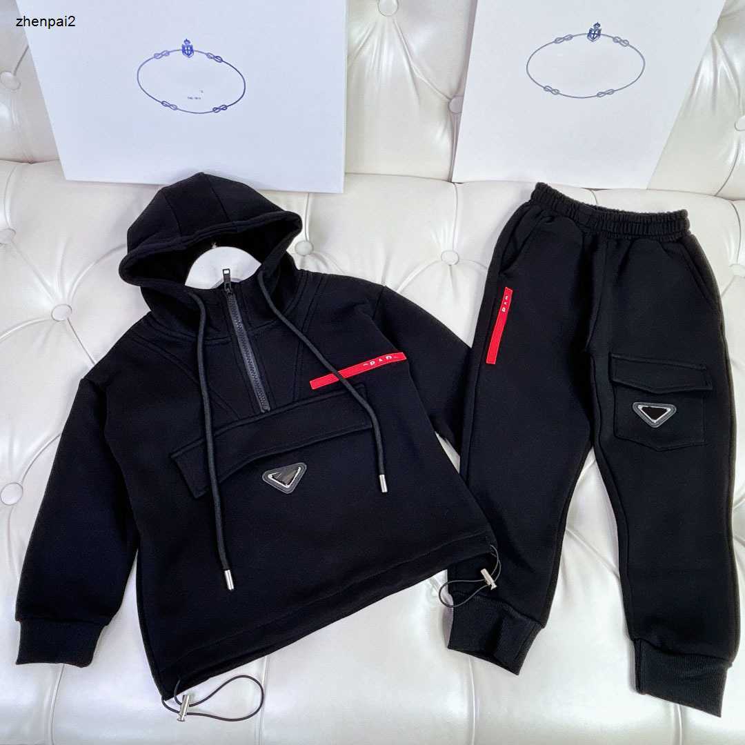 luxury Tracksuits for boy and girl high quality baby Hooded jacket set kids Size 110-160 CM Half Zip Hoodie and Sweatpants Oct15