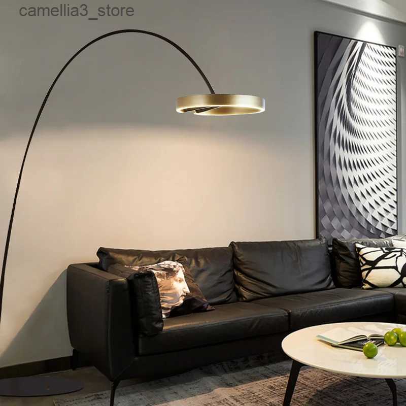 Lamps Floor Modern minimalist ring vertical light living study model room club fishing floor lamp Q231016
