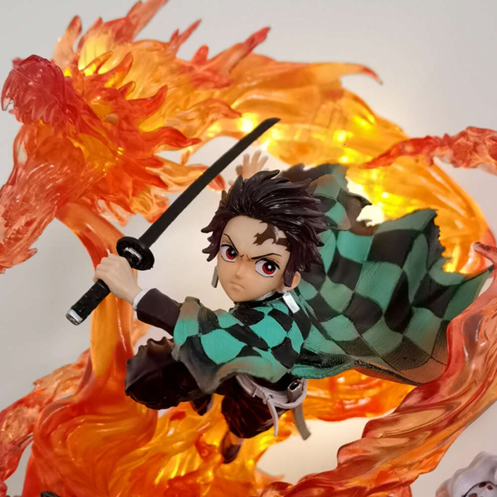Finger Toys 30cm Demon Slayer Anime Figure Kimetsu No Yaiba Action Figure Gk Kamado Tanjirou Figurine Collection Model Doll Toys with Light