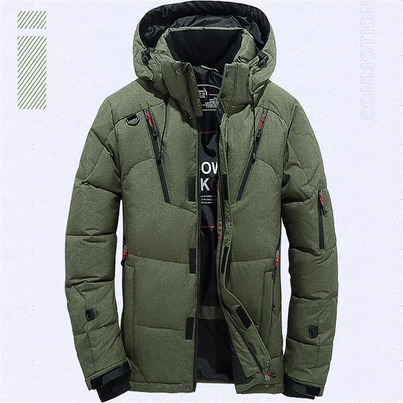 Men's Down Parkas Winter Down Jacket Men White Duck Coat Windproof Warm Travel Camping Overcoat in Thicken Solid Color Hooded Male Clothing 23101