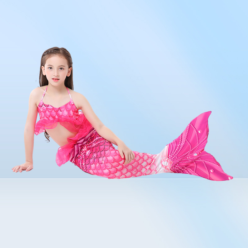 Girls Swimsuit 3pcs Mermaid Tail swimwear kids mermaid Swim pool Bathing Suit Princess beach bikini girls party Cosplay Costumes28