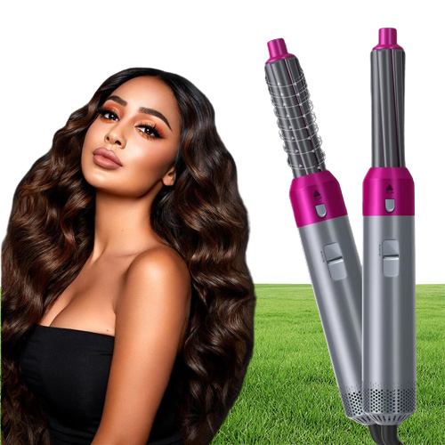 5in1 Air Styler Ceramic Hair Straightener Hair Dryer Brush Spinning For Volume And Soft Curls Waves Airbrush Salon Tool
