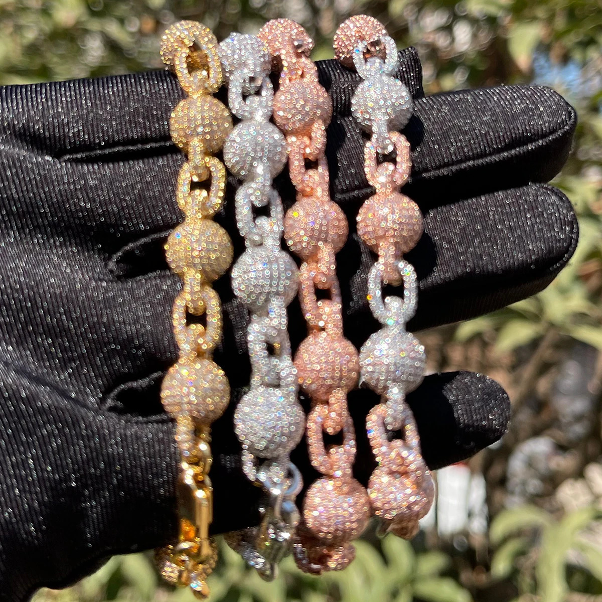 Chain Bubble Letter Beads Bracelet for Men Iced Out Charms Prong Setting Cuban Link Gold Plated Hip Hop Fashion Jewelry 231016