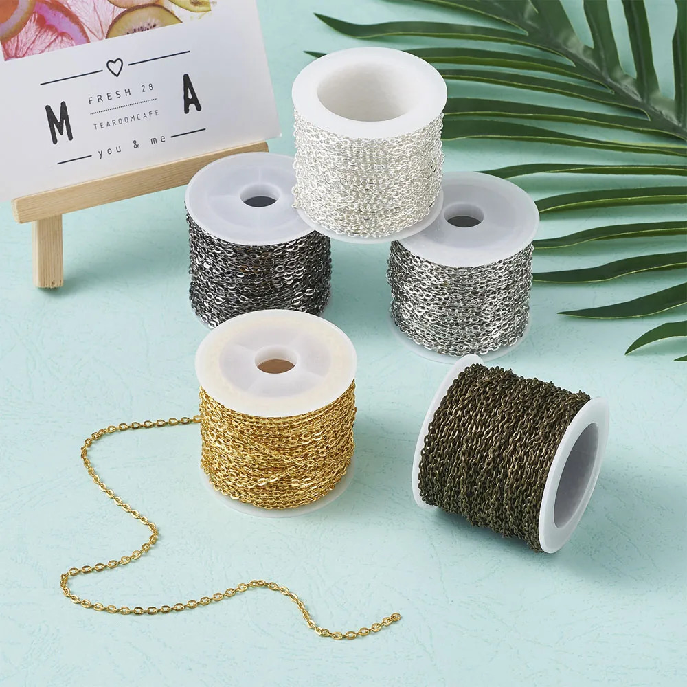 Hair Clips Barrettes Pandahall 100mRoll m 4mm Iron Cable Chains Link Chain Cross Unwelded for Jewelry Making DIY Bracelet Necklace Flat Oval 231016