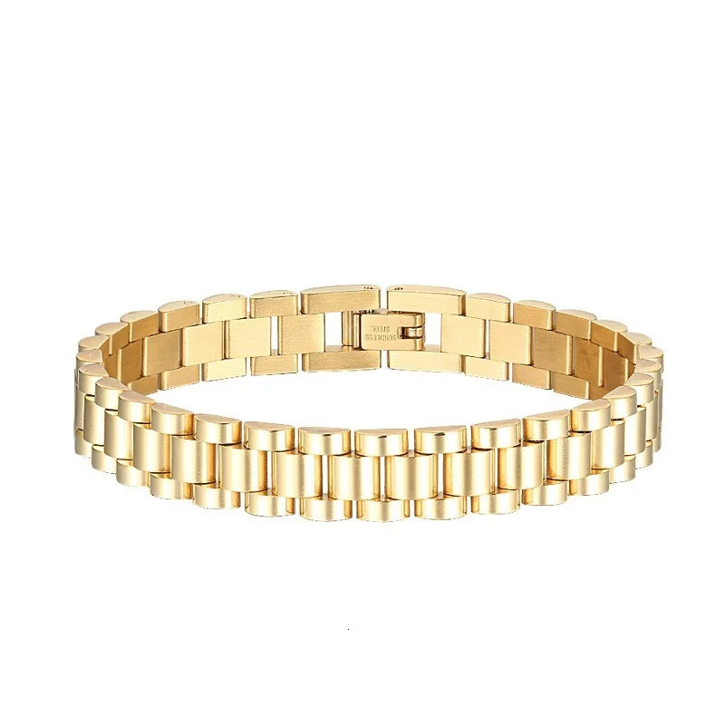 Chain New Stainless Steel Gold Plated Detachable Wristbands Bracelets Bangles for Women Men Hiphop Silver Watch Wrap 231016