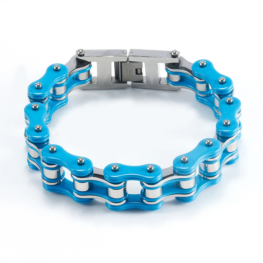 Chain 16mm Punk Red Black Bicycle Biker Bracelets Men Women Heavy Stainless Steel Hiphop Rock Bike Motorcycle Bracelet Jewelry 231016