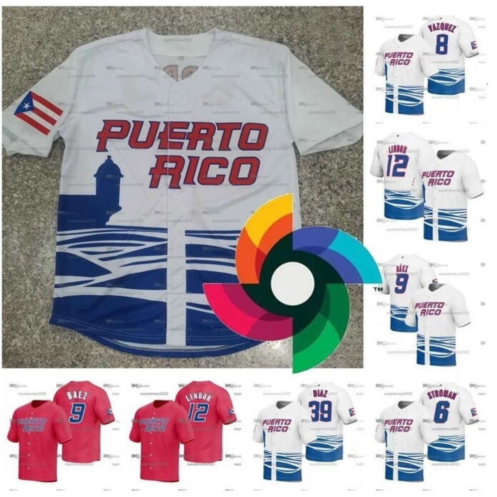 2023 World Baseball Puerto Rico Jersey 8 Eddie Rosario 8 Christian Vazquez 15 Mar tin Maldonado 55 Roberto Perez 1 MJ Melendez National Team