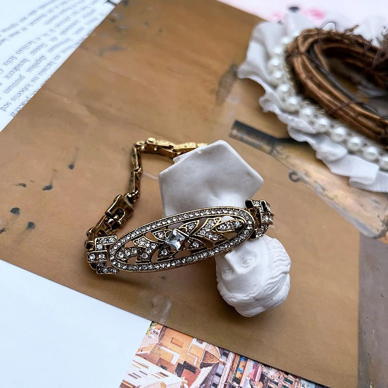 Chain Bracelet Vintage Linked Chains Crystal Jewelry For Women's Accessories Female Party Gift 231016