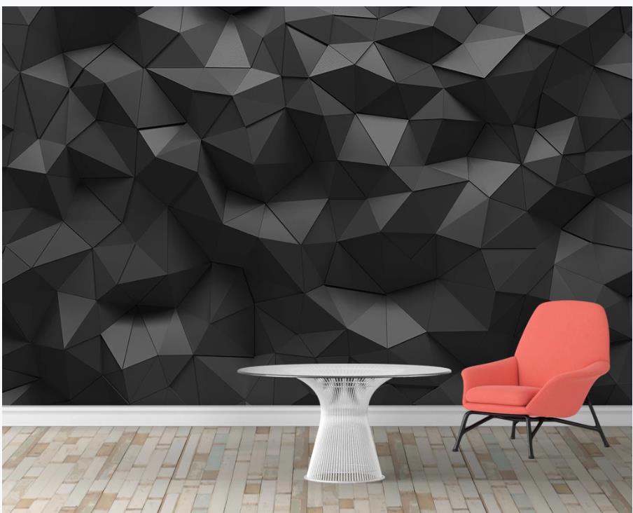 Simple black geometric wallpapers solid sofa tv background wall 3d stereoscopic wallpaper