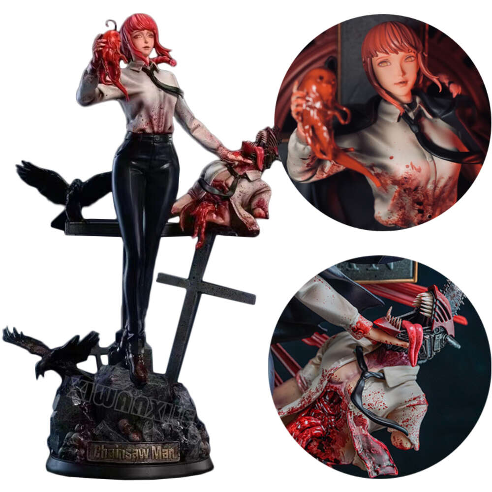 Finger Toys 35cm Chainsaw Man Makima Anime Girl Figure Gk Chainsaw Man Denji Action Figure Denji/power Figurine Collectible Model Doll Toys