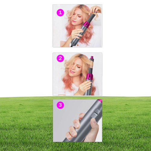 5in1 Air Styler Ceramic Hair Straightener Hair Dryer Brush Spinning For Volume And Soft Curls Waves Airbrush Salon Tool