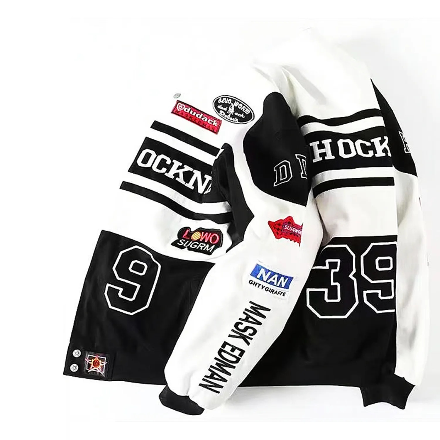 Men's Jackets Embroidery Motorcycle Racing Jacket Long Sleeve Top Unisex American Bombers Spring Autumn Hip Hop High Street Bomber Varsity 231016