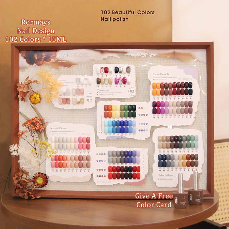 Rormays Autumn Winter 102 Color gel Polishing Set Caramel Mixed Semi Permanent Transparent Coating Color Transparent Shining UV LED Nail Design Factor