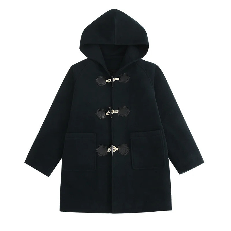 Jackets 2023 Boys Wool Coat Autumn Spring Fashion Hooded Solid SingleBreasted Outerwear Children MidLength Parka 514Y 231013