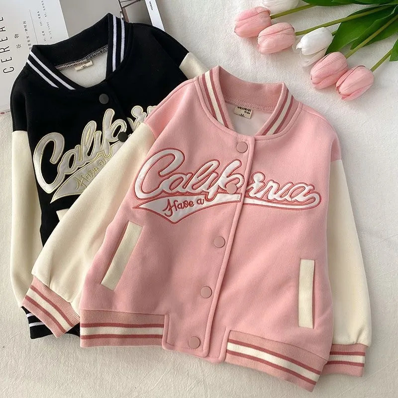 Jackets Fashion Baby Girl Cotton Jacket Infant Toddler Child Outwear Spring Autumn Baseball Uniform Casual Clothes Coat 210Y 231016