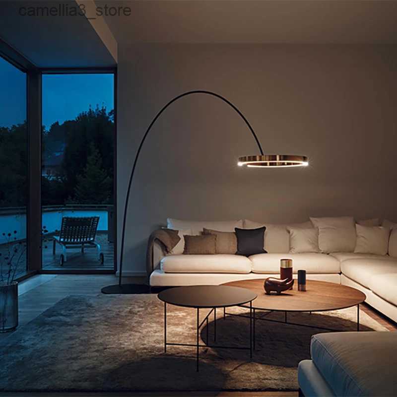 Lamps Floor Modern minimalist ring vertical light living study model room club fishing floor lamp Q231016