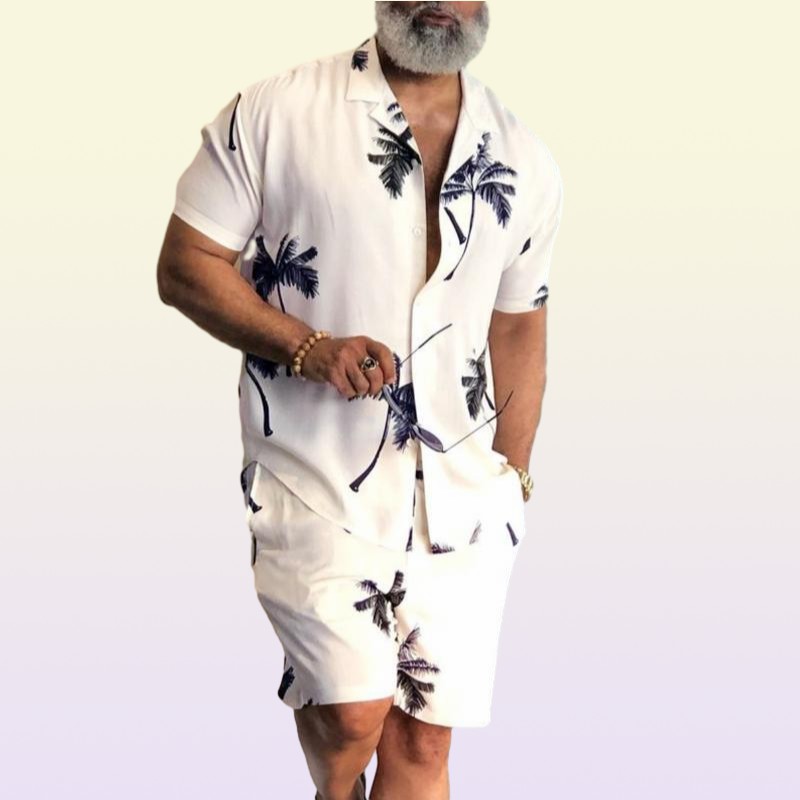 Men039s Tracksuits Printing National Style Hawaiian Mens Short Sleeve Set Summer Casual Floral Shirt Beach Two Piece Suit