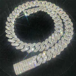Iced Out Chains Hip Hop Jewelry Dia Men Gold Necklace Sier Fully VVS Moissanite Baguette Cuban Link Chain 20mm
