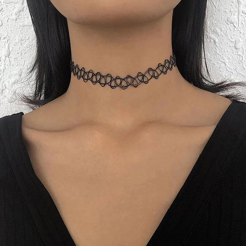 Chokers 12Pcs Vintage Neck Tattoo Choker Elastic Women Necklace Punk Stretch Jewelry Girls Necklaces 231016