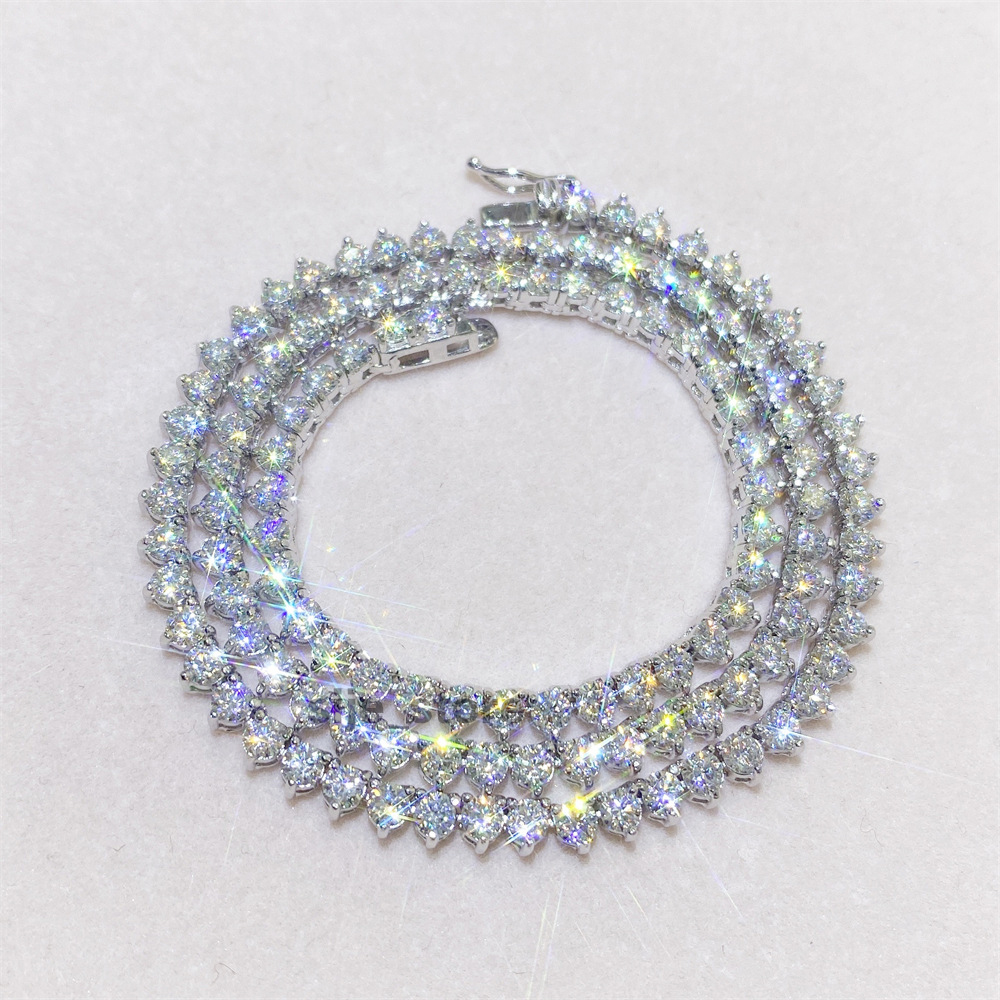 tennis chain necklace designer for women stainless steel plated gold silver 3MM 4MM width inlaid 1 row diamond iced out chains link necklaces hip hop 