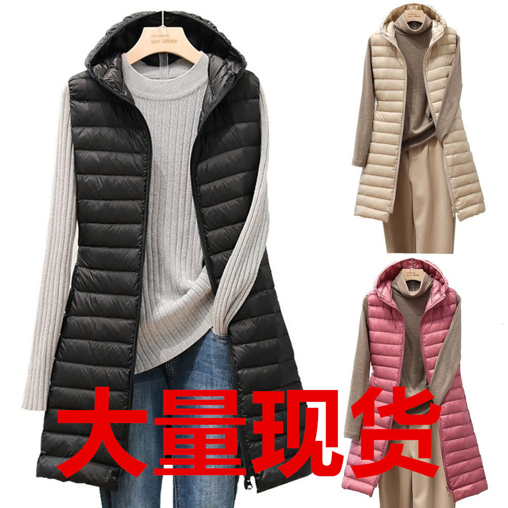 SEDUTMO Winter Plus Size 3XL Women Down Jackets Vest Long Ultra Light Duck Down Coat Autumn Puffer Waistcoat Slim Parkas ED506 210819