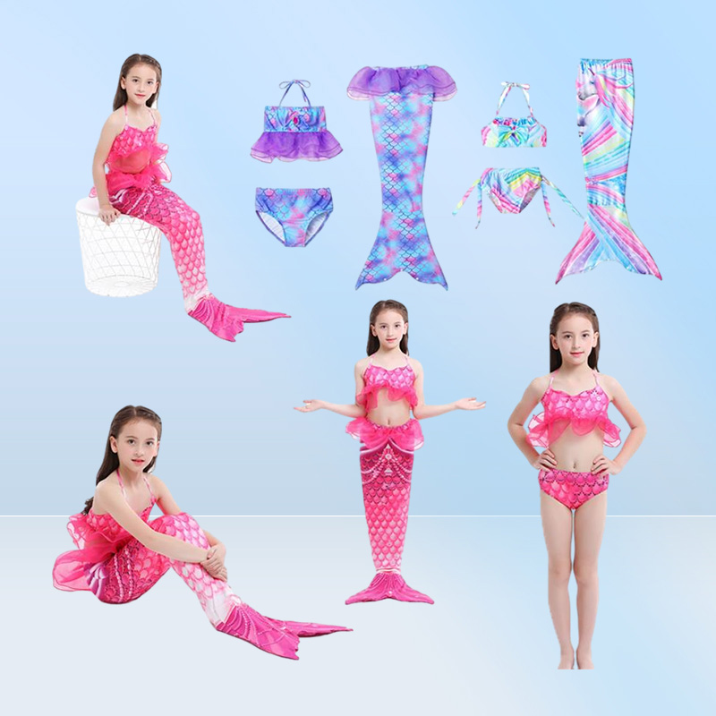 Girls Swimsuit 3pcs Mermaid Tail swimwear kids mermaid Swim pool Bathing Suit Princess beach bikini girls party Cosplay Costumes28
