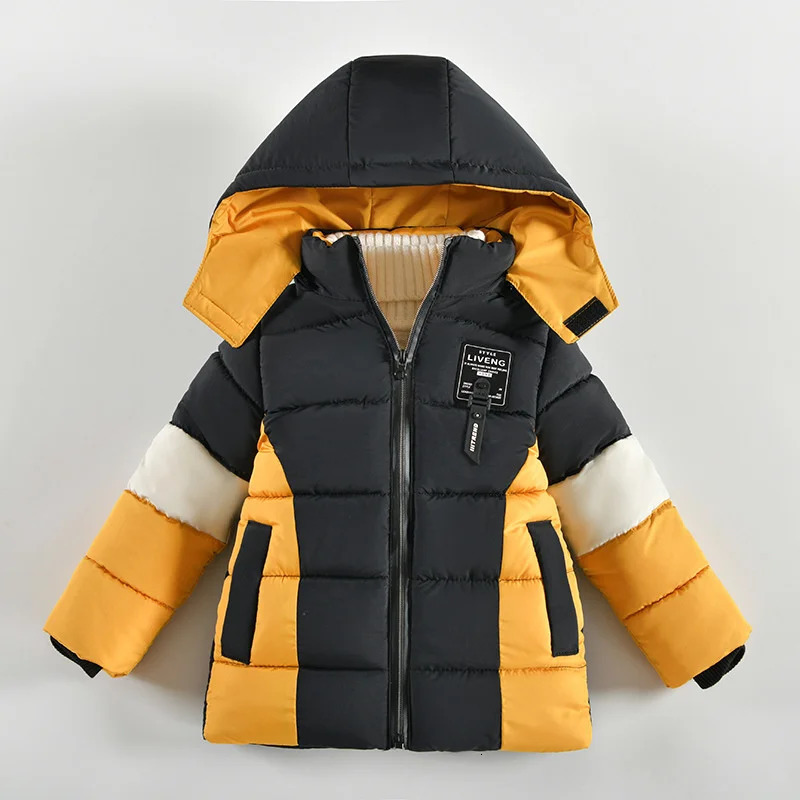Jackets Winter Boys Thick Coat Cotton Clothes Teenager Plus Velvet Warm Kids Hooded Padded Parka Outerwear 25 Years 231013