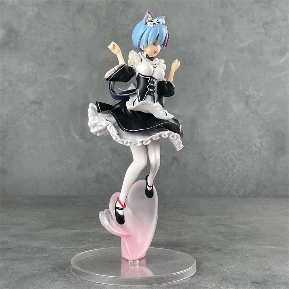 Finger Toys 23cm Re:zero Starting Life in Another World Anime Figure Rem Cat Ear Action Figure Rem/ram Figurine Collectible Model Doll Toys
