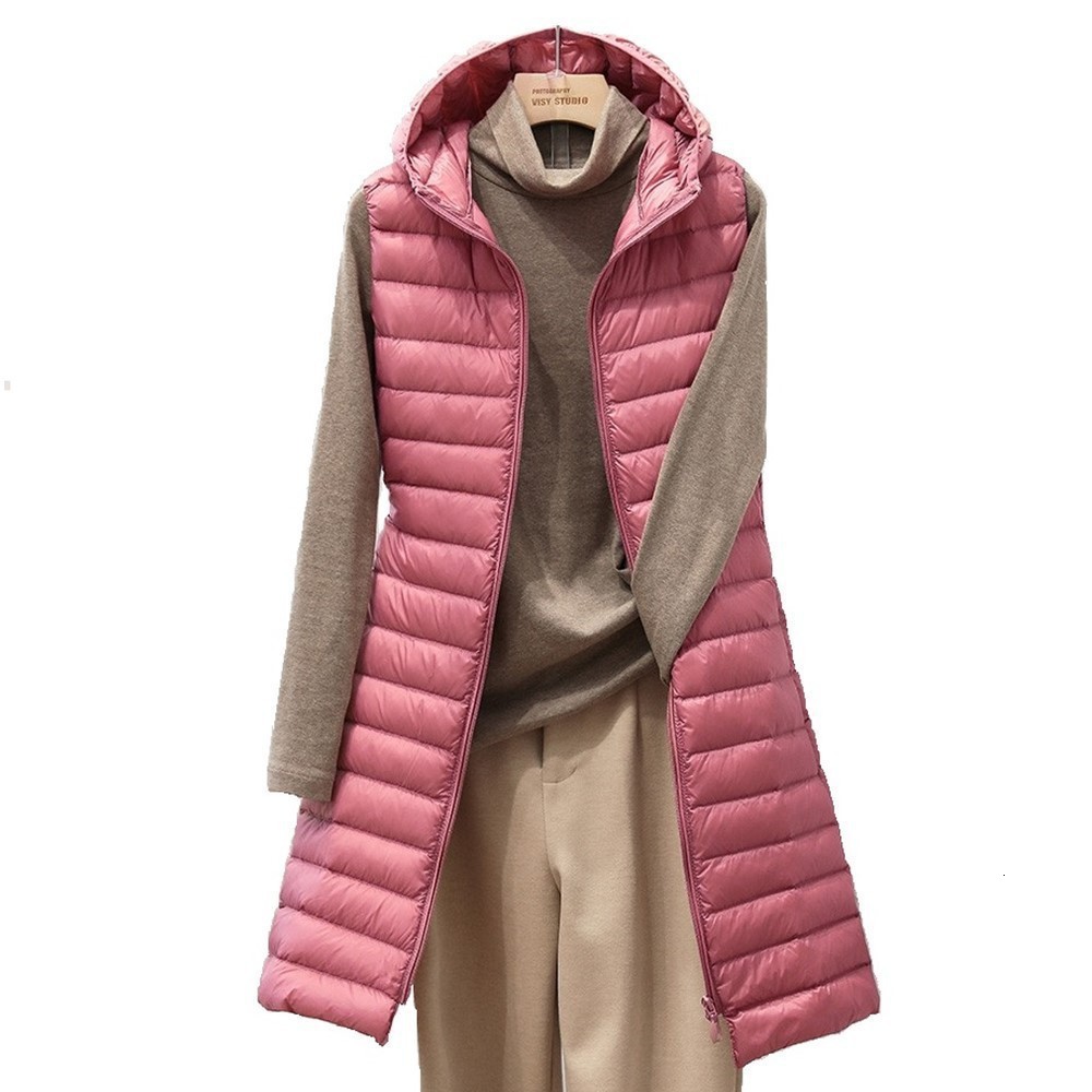 SEDUTMO Winter Plus Size 3XL Women Down Jackets Vest Long Ultra Light Duck Down Coat Autumn Puffer Waistcoat Slim Parkas ED506 210819