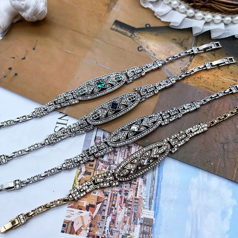 Chain Bracelet Vintage Linked Chains Crystal Jewelry For Women's Accessories Female Party Gift 231016