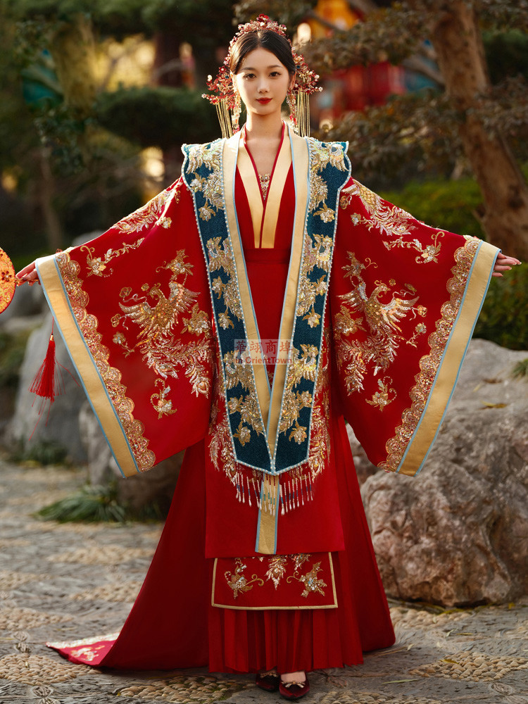 Ming Dynasty Costume Hand Made Groom Dragon Embroidery Xiuhe Clothing Ancient China Trend Bride Phoenix Hanfu Wedding Dress