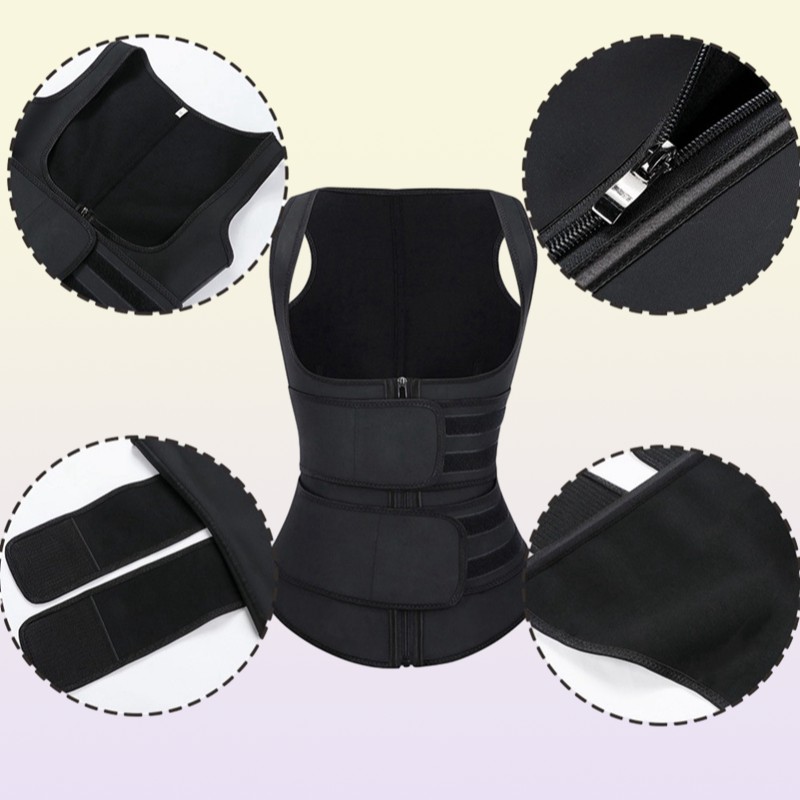 Women Waist Trainer Corset Zipper Hook Shapewear Double Control Body Shaper Tummy Fat Burning Waist Cincher342V